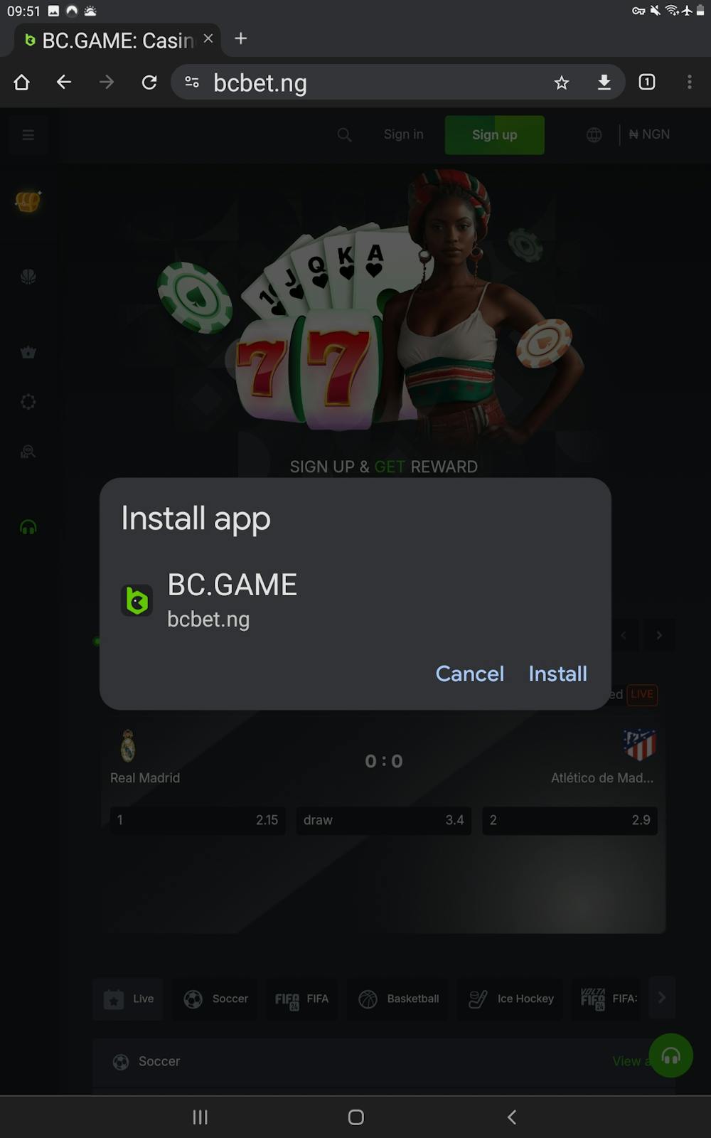 BC Game App Download Step4