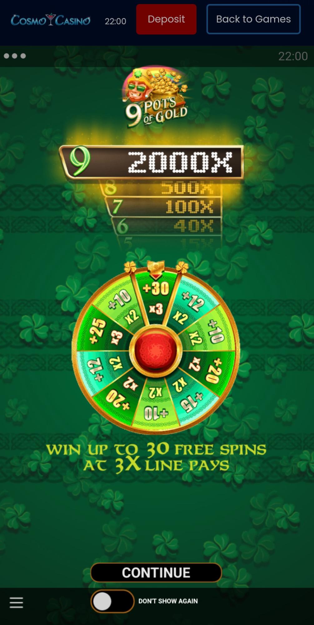 9 pots of gold game testing