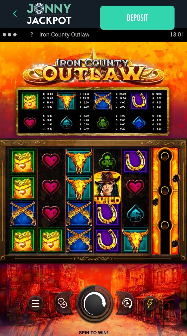 testing iron county outlaw at jonny jackpot casino