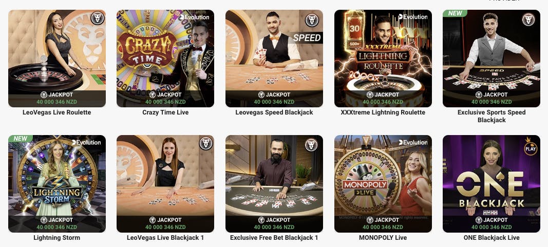 leovegas live casino selection