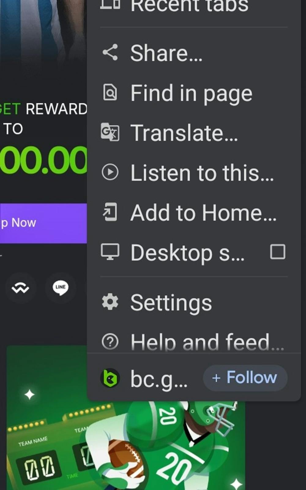 Add to Home in Chrome menu