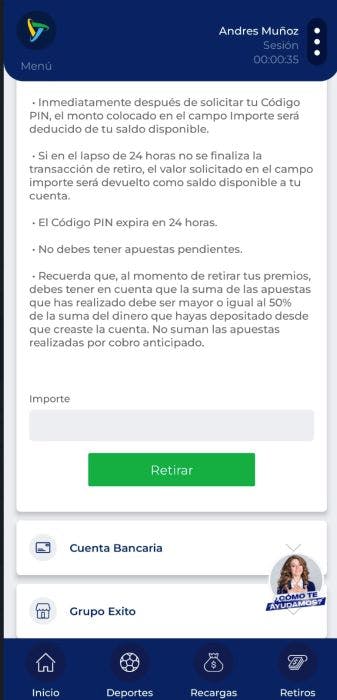 Betplay - codigo retiro