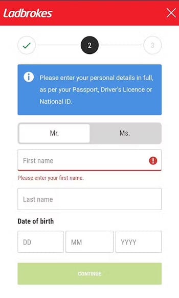 Ladbrokes registration 1 and 2