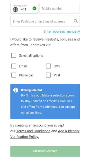 Ladbrokes complete registration