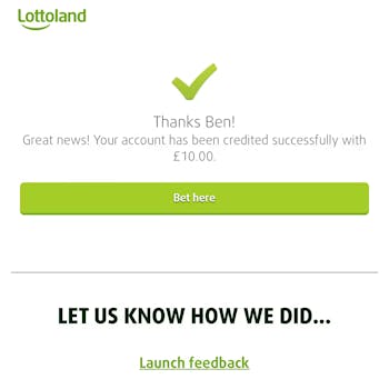 Lottoland UK deposit confirmation