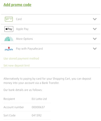 Lottoland Deposit Cashier