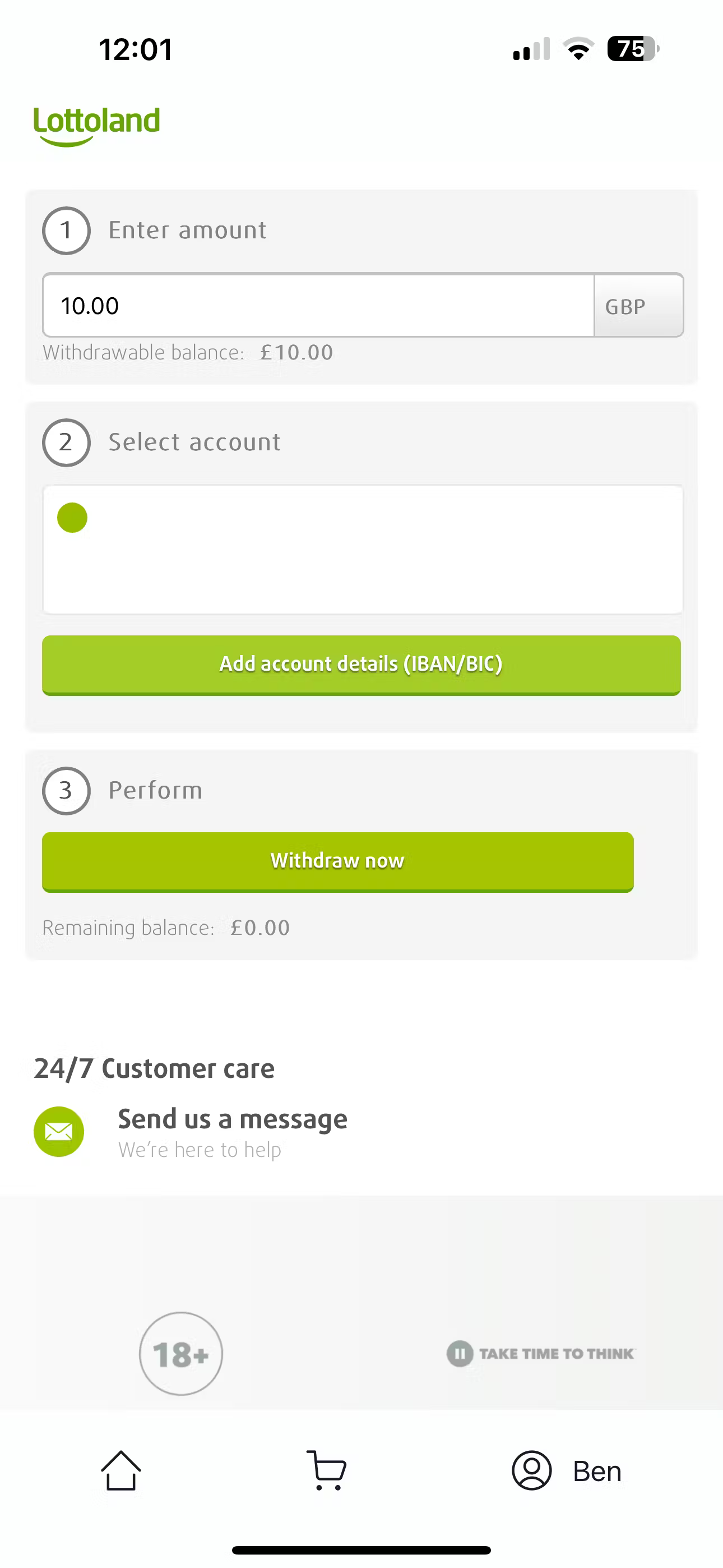 Lottoland withdrawal UK