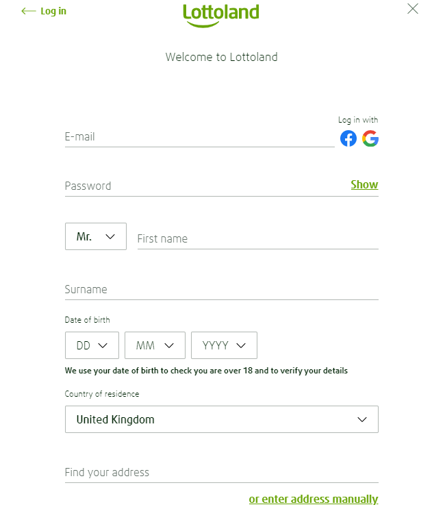 Lottoland UK registration