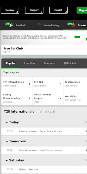 Betway cricket betting UK