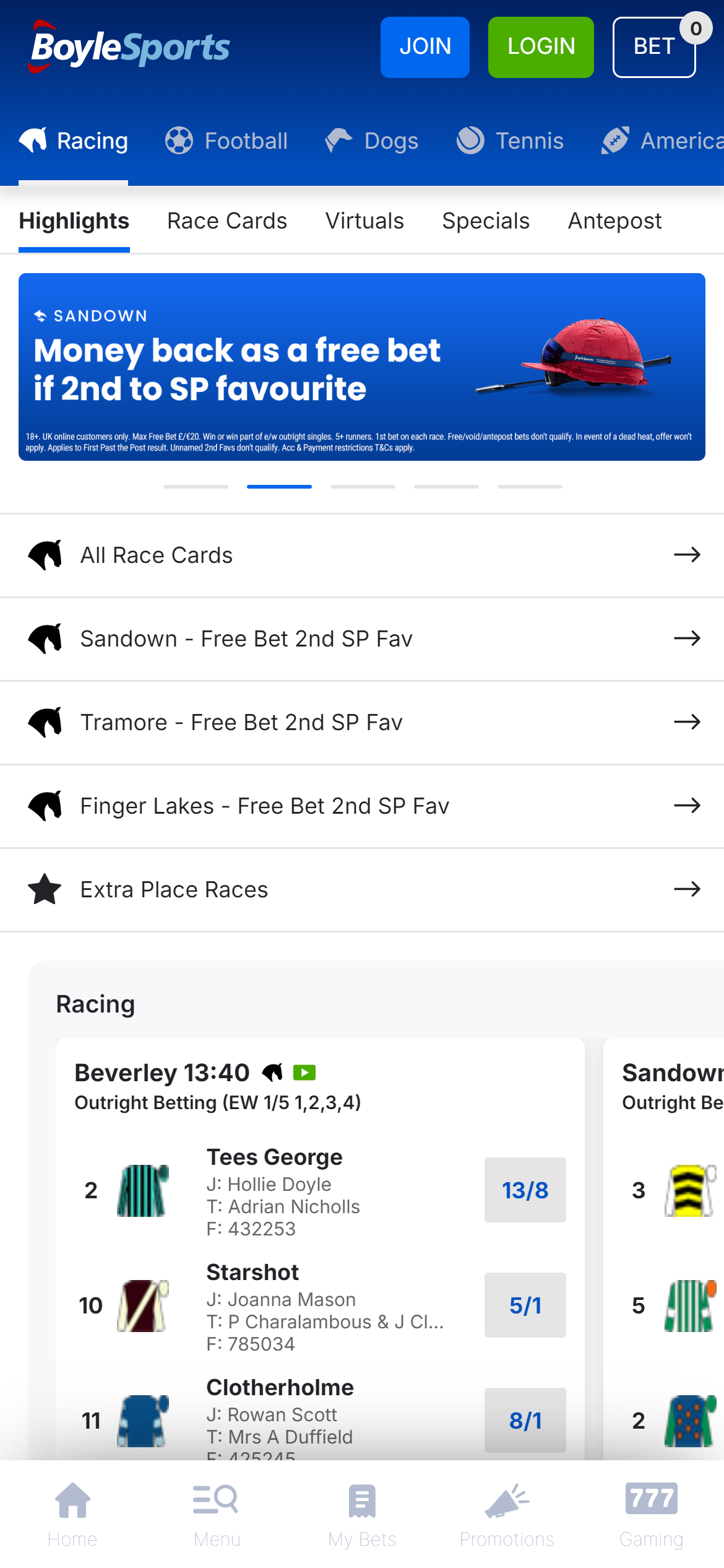 Boylesports horse racing UK