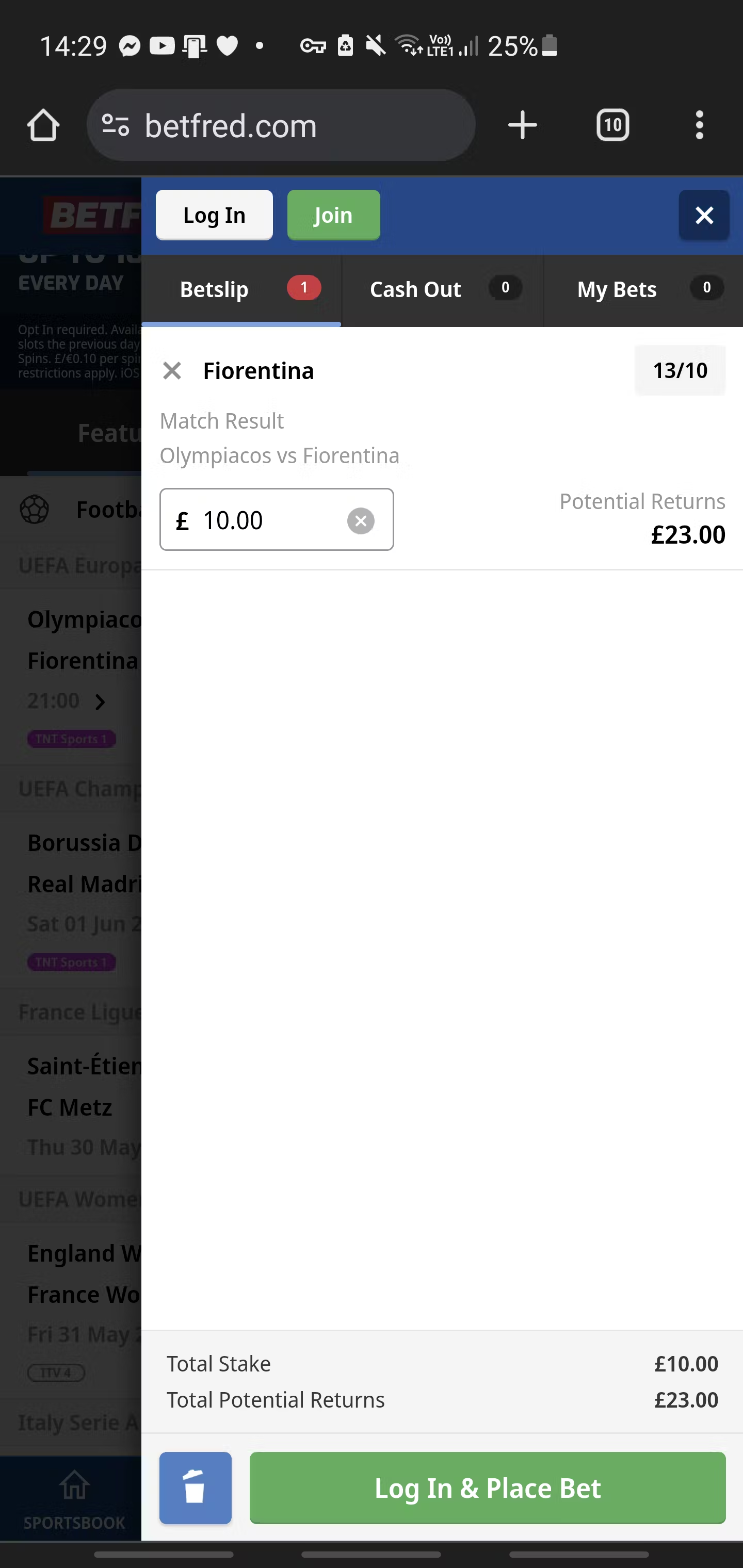 Betfred qualifying bet UK