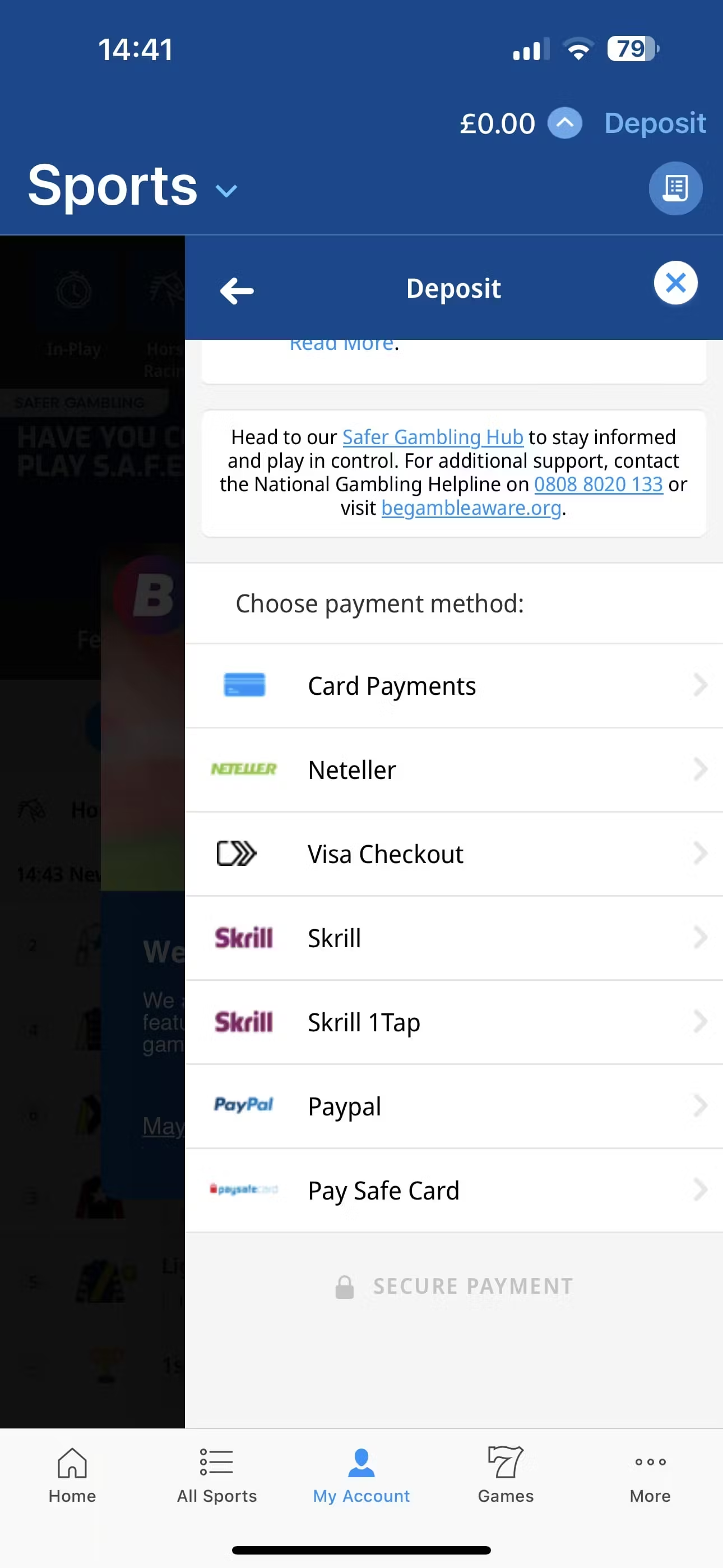 Betfred deposit methods UK