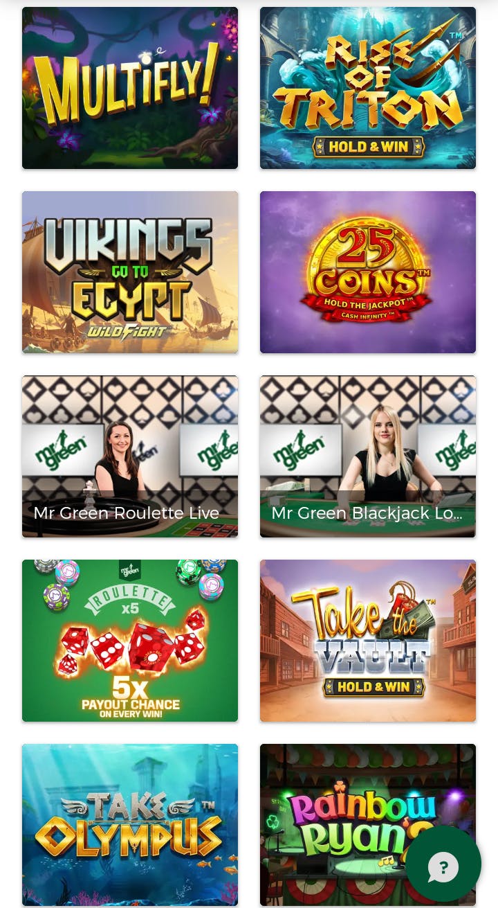 mr green casino games