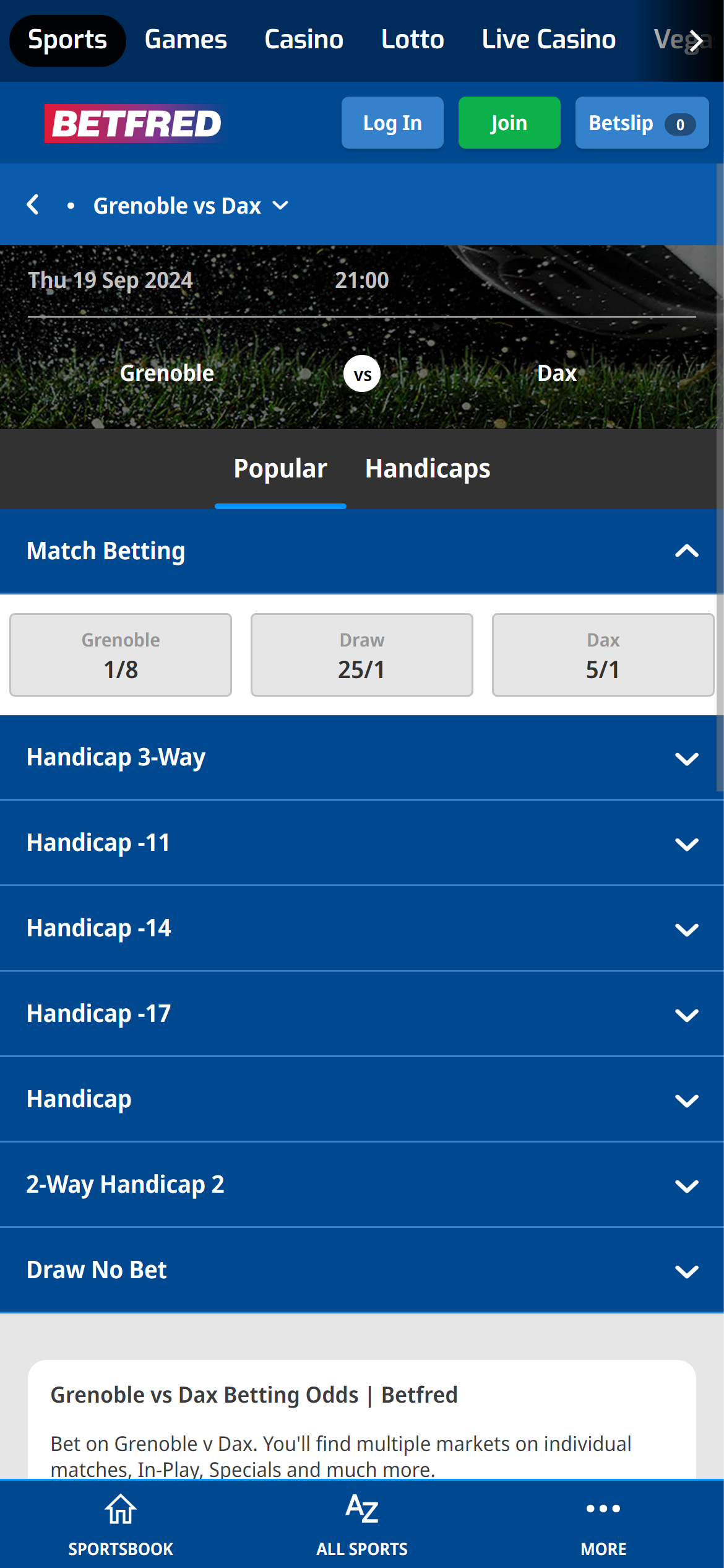 Betfred rugby union betting UK