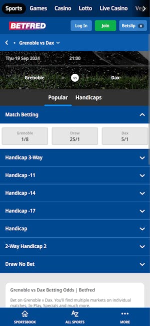 Betfred rugby union betting UK