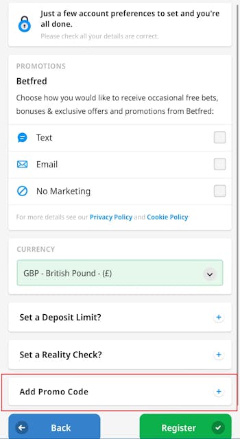 Betfred promo code sign-up