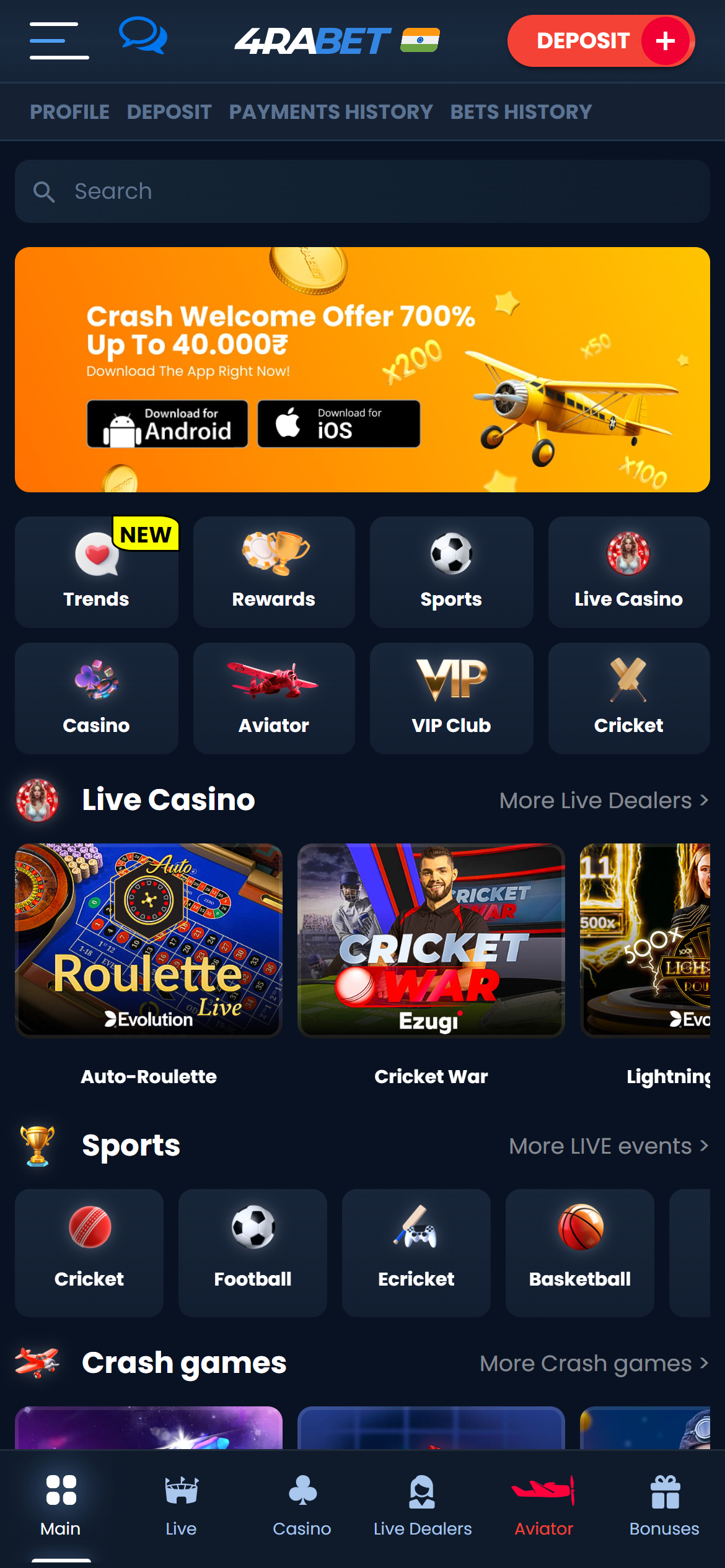 4Rabet deposit start