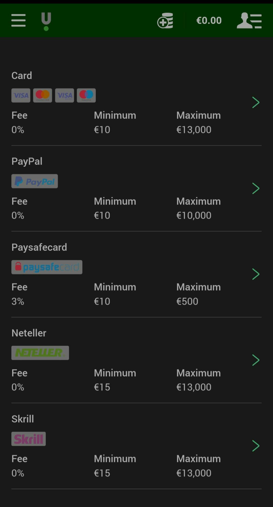 unibet payment methods