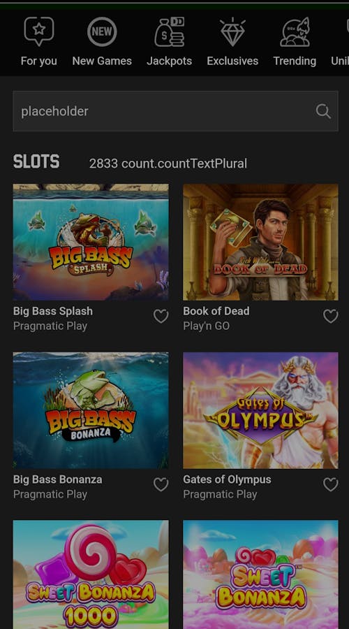 unibet slots selection