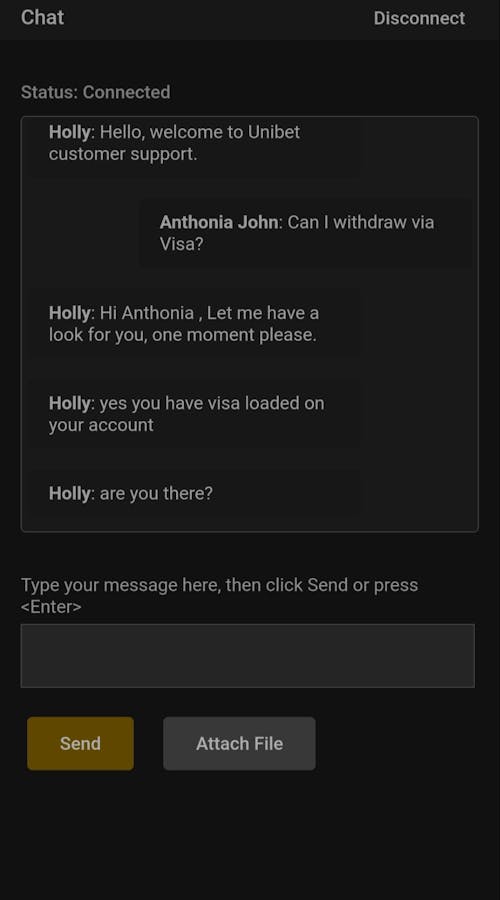 testing unibet live chat