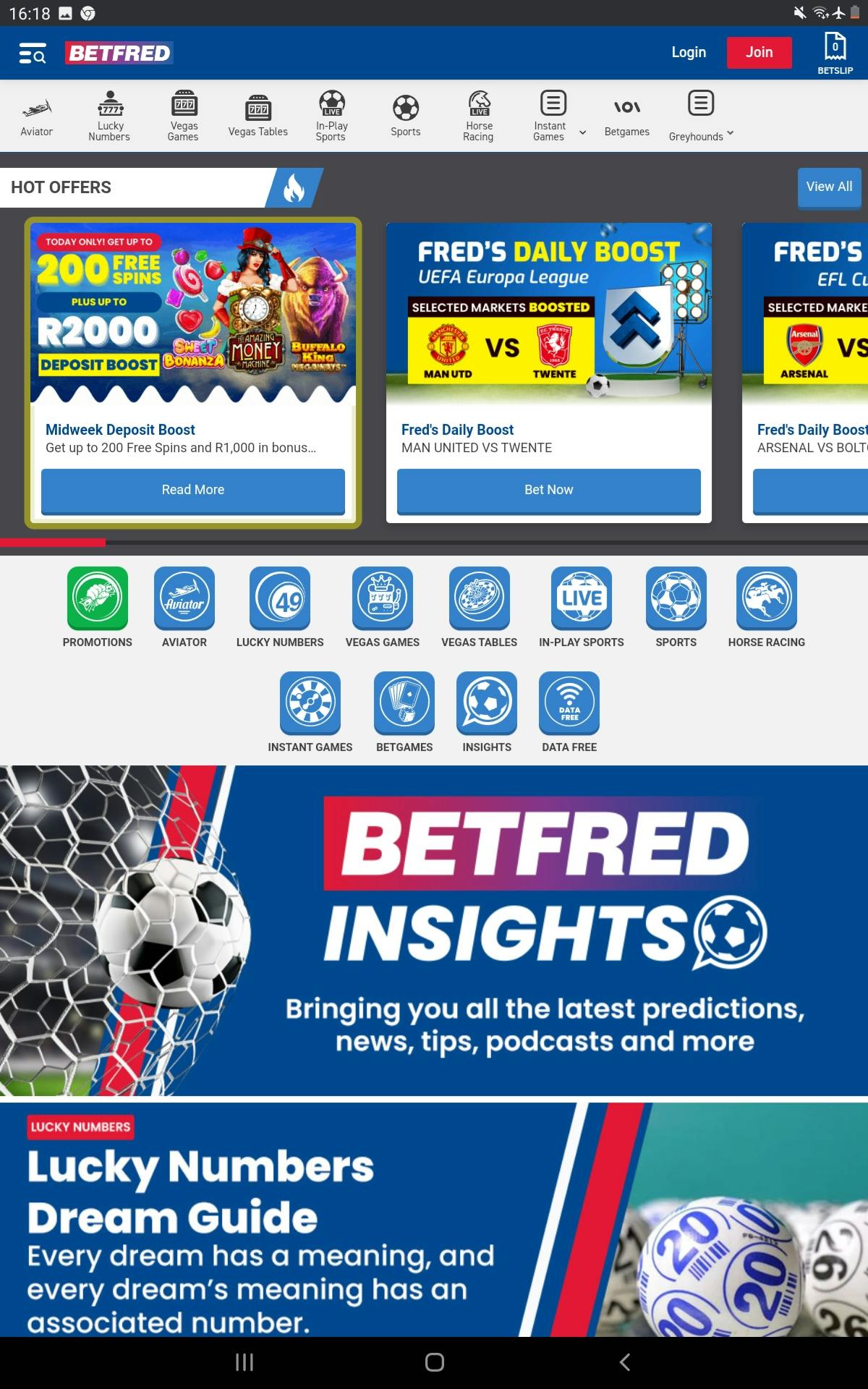 Betfred SA Android App 2