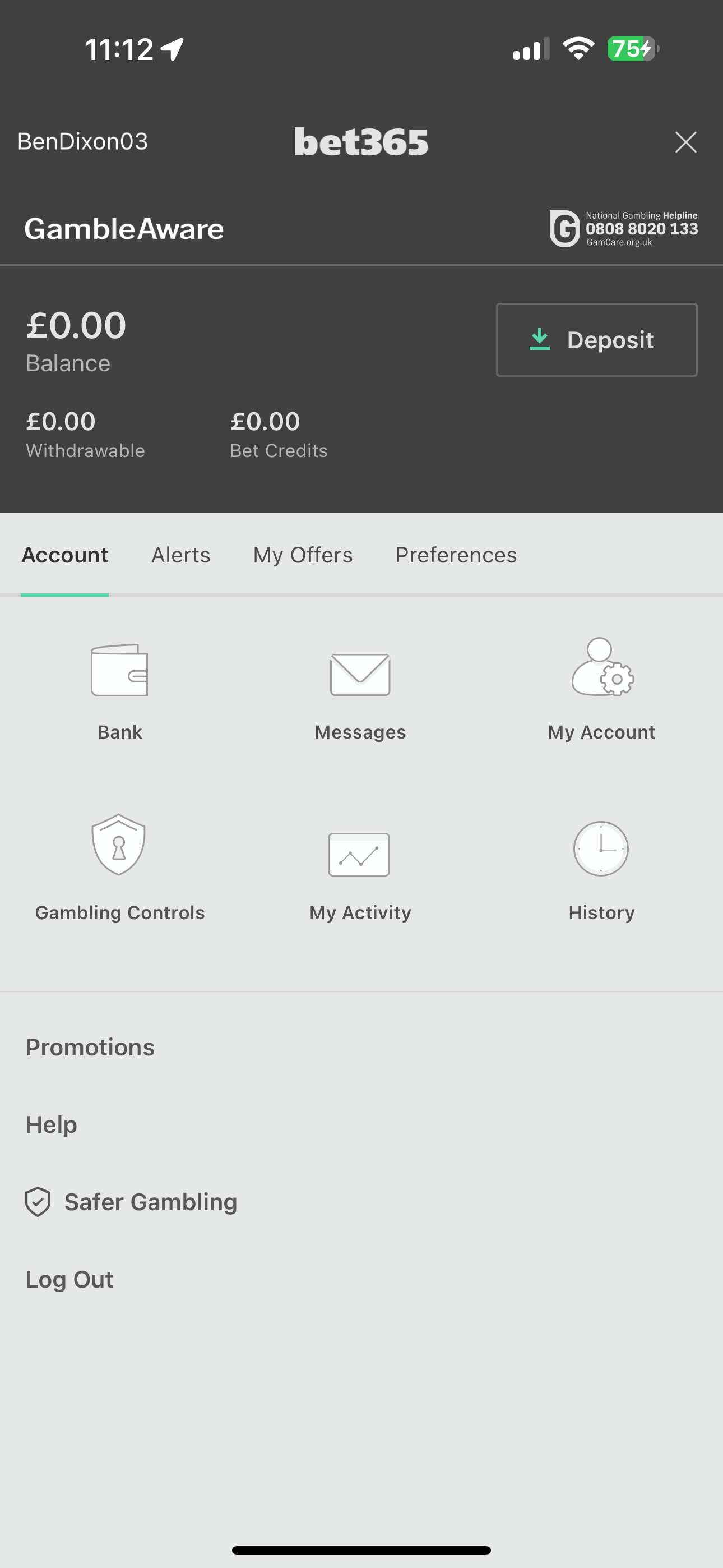 Bet365 Deposit/Withdraw 1 (UK)