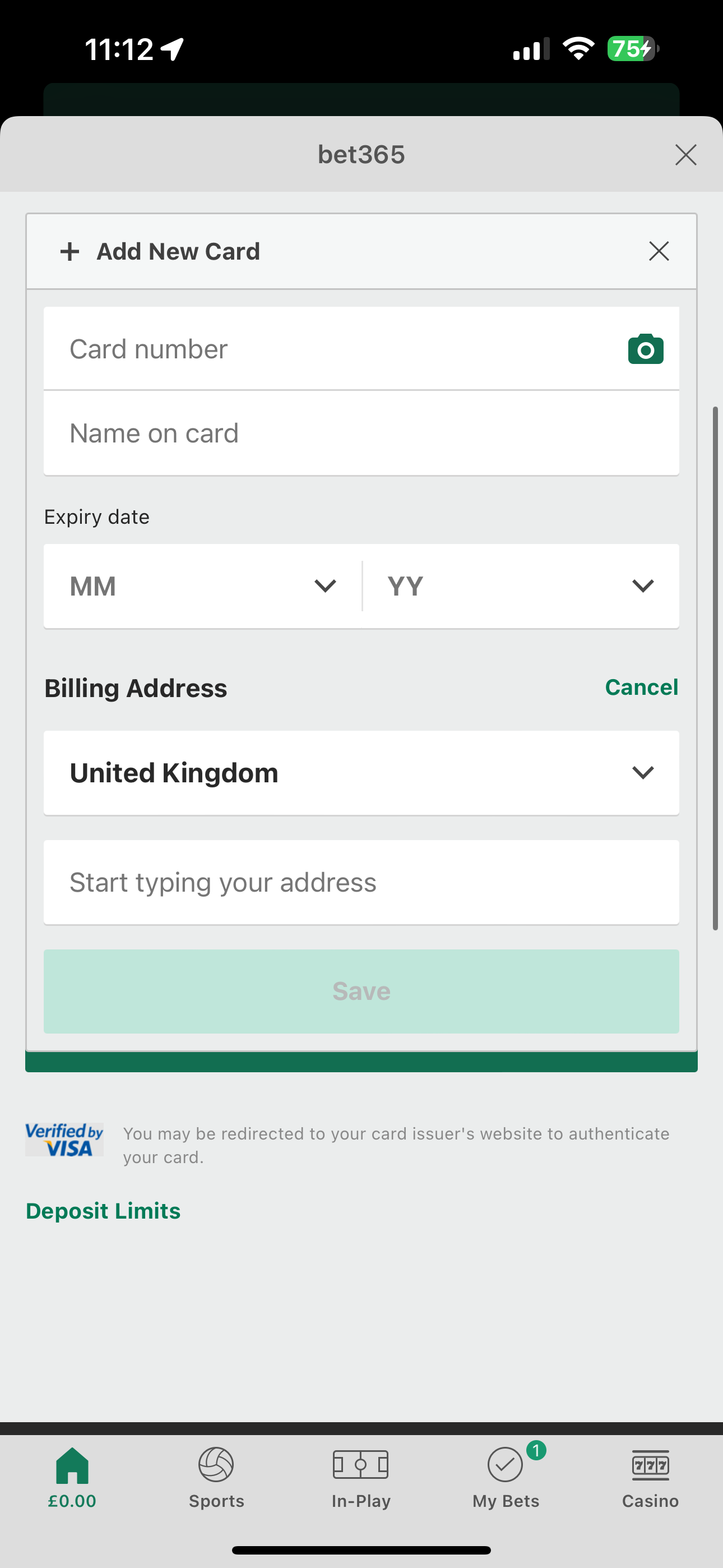 Bet365 Deposit 1 (UK)