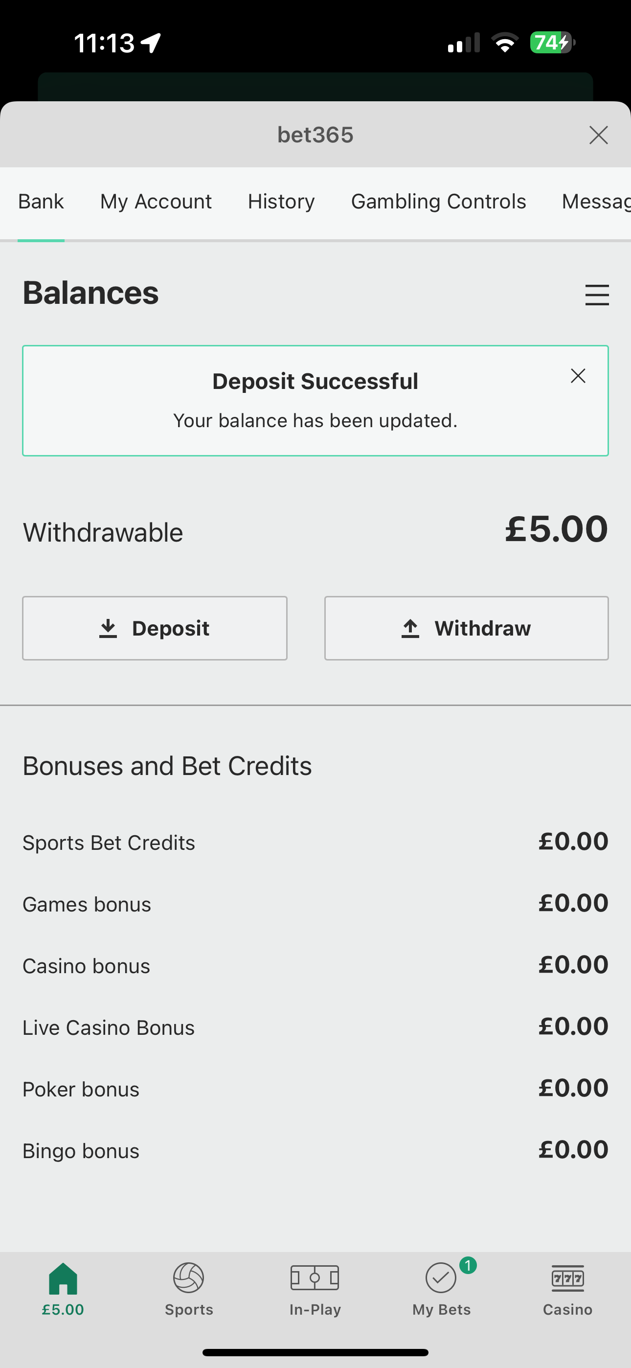 Bet365 Deposit 3 (UK)