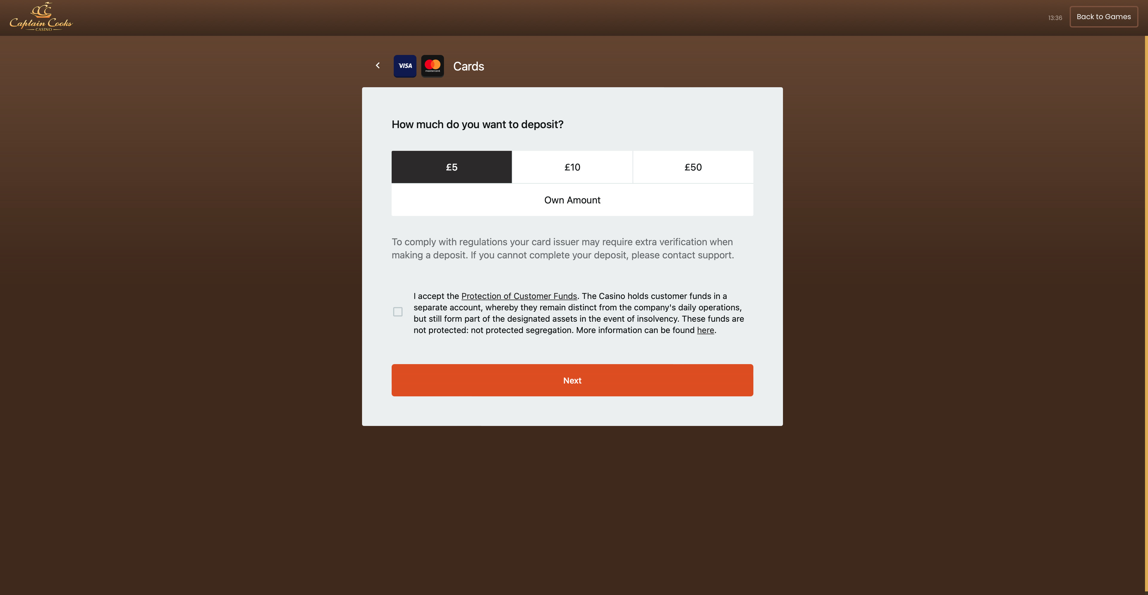 Captain Cook Casino Deposit 3 (UK)