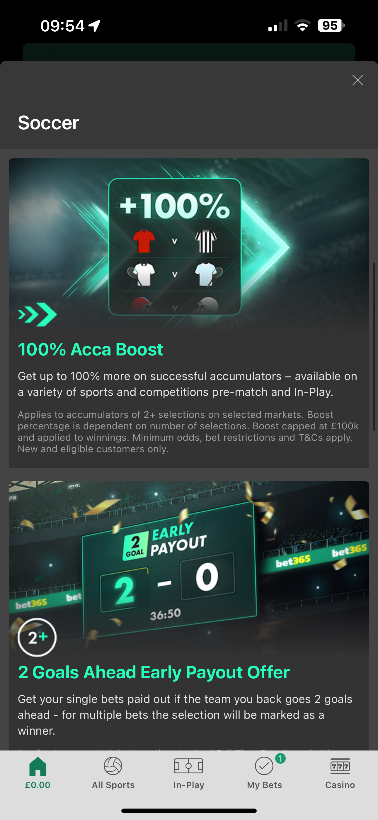 bet365 promotions section UK