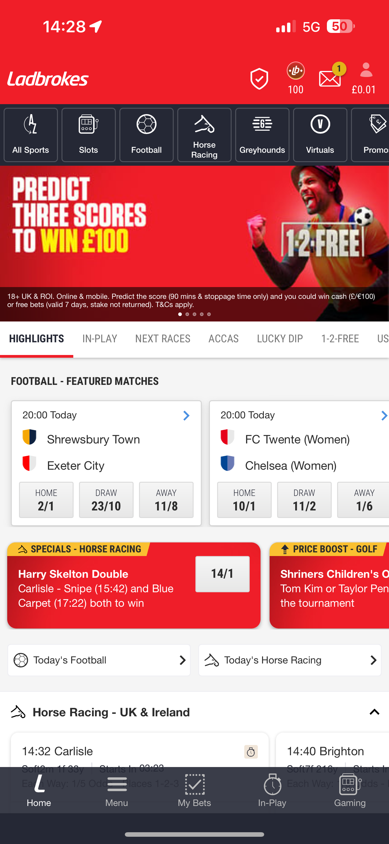 Ladbrokes Homescreen (UK)