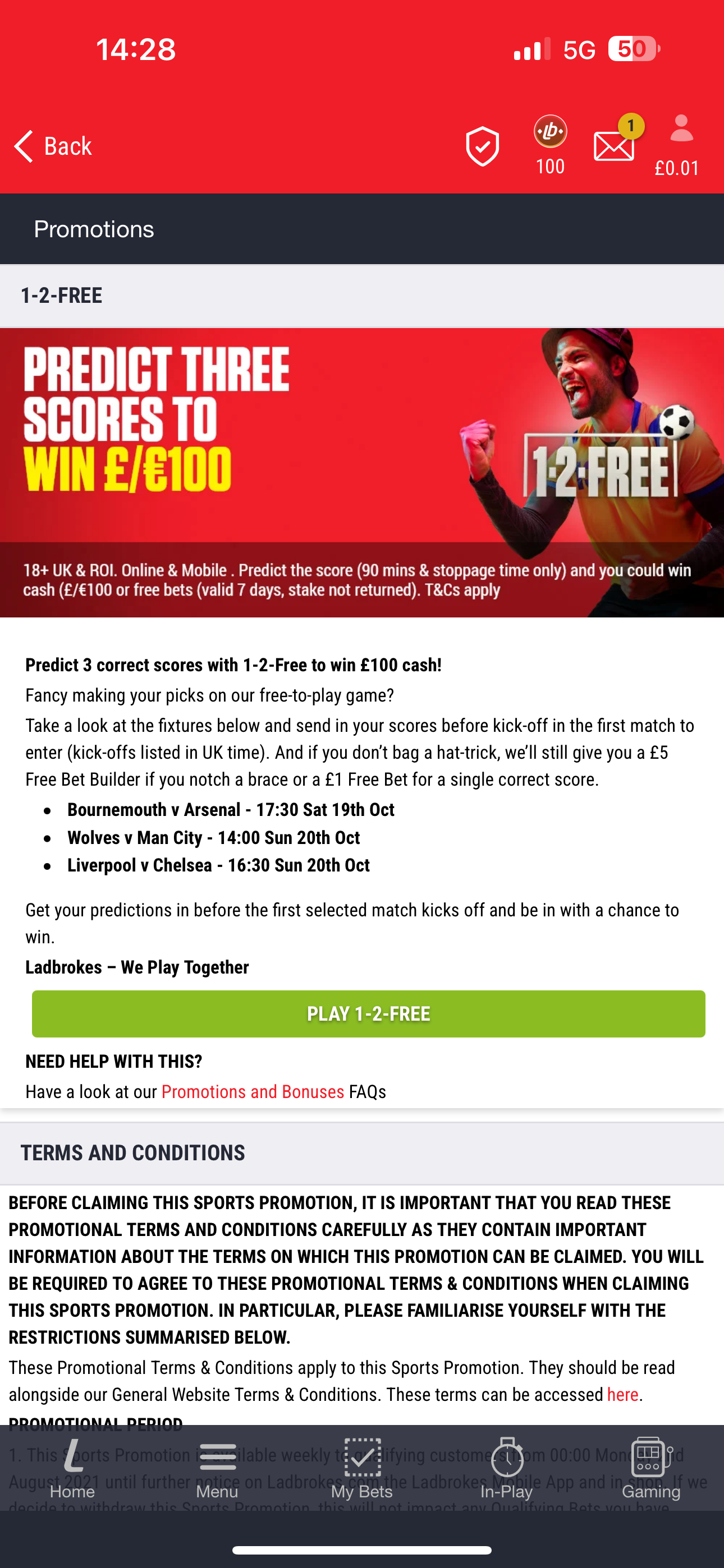 Ladbrokes 1-2-Free 2 (UK)