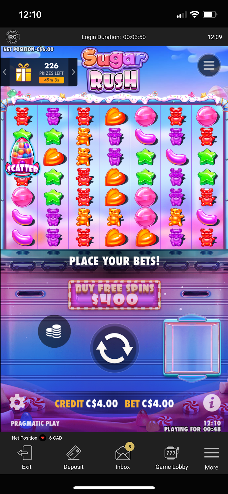 testing sugar rush slot at betmgm