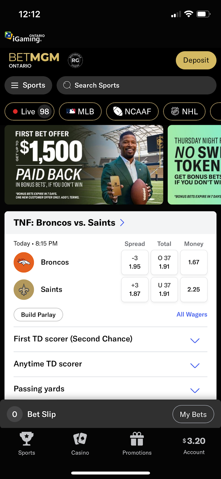 how to create betslip at betmgm step 1