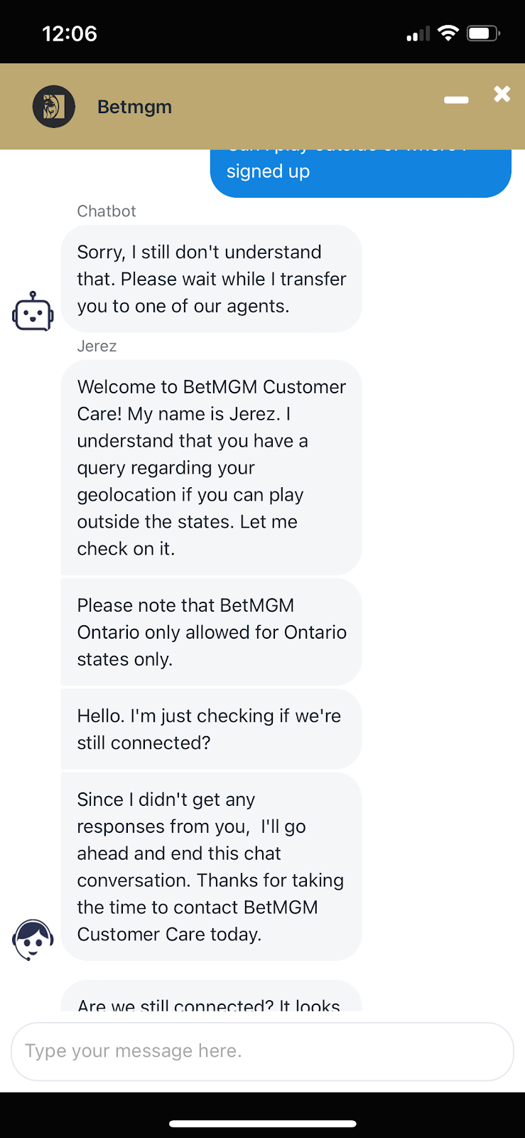 betmgm customer service test
