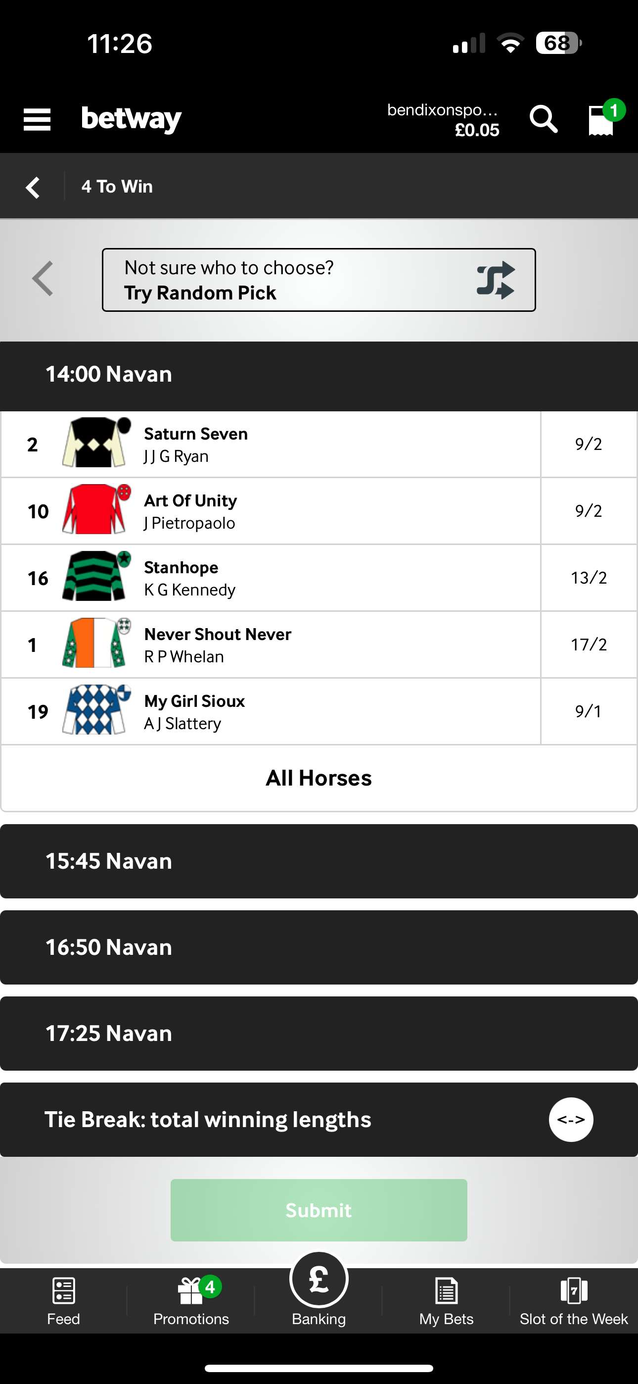 Betway Four to Win 3 (UK)