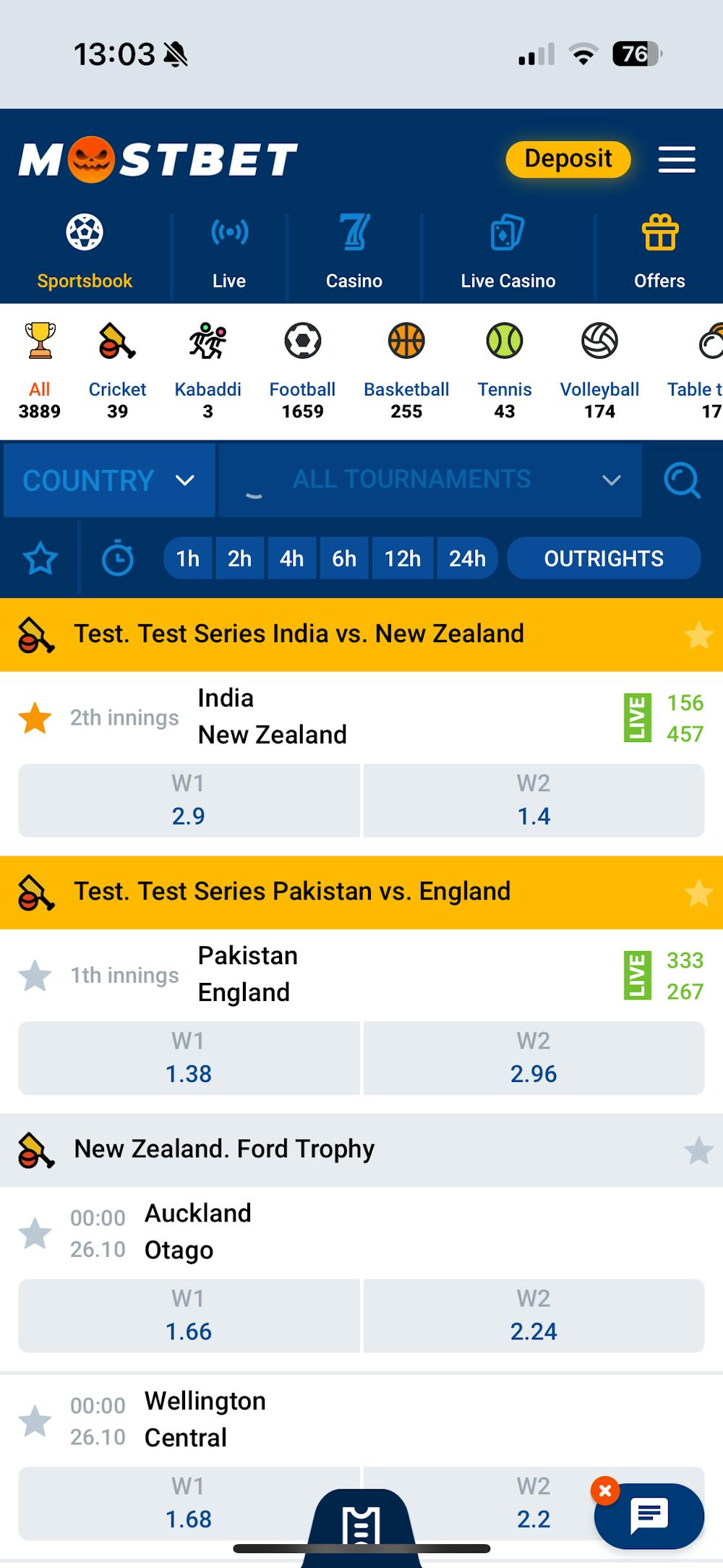 Mostbet India Cricket Betting