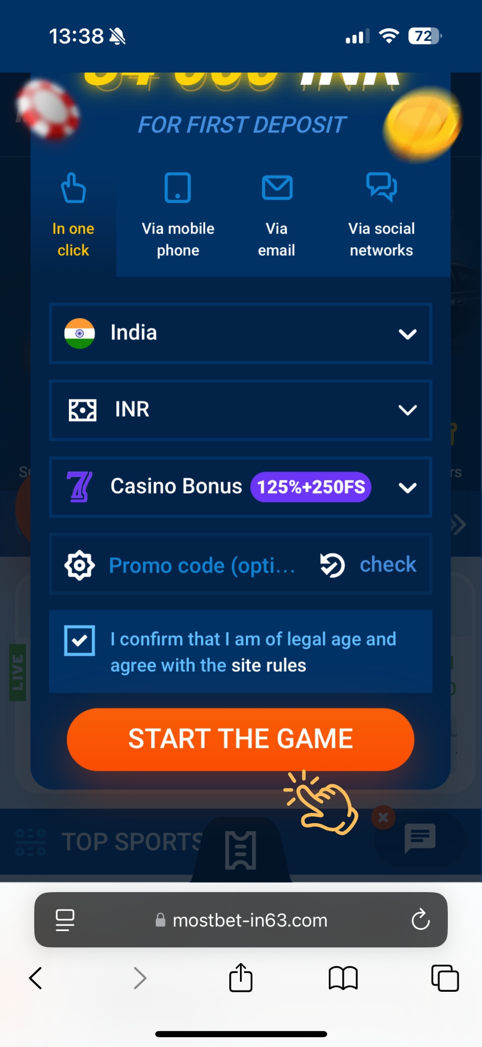 Mostbet India Registration Step3