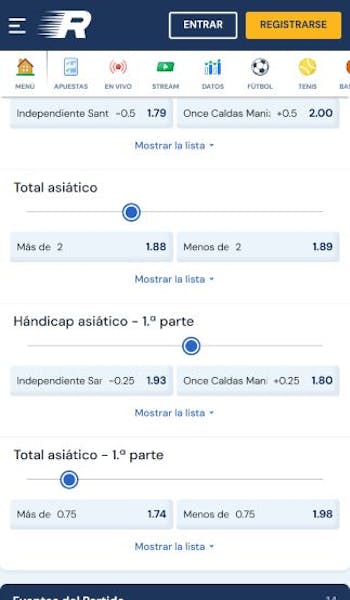 total asiático en Rushbet Colombia