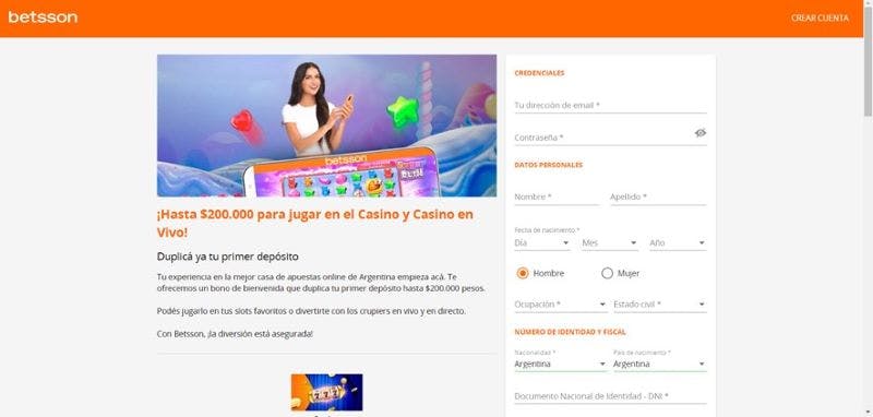 Betsson Argentina - registro paso 3