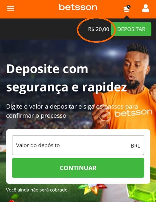 Betsson Brasil - Como fazer um depósito - passo 5