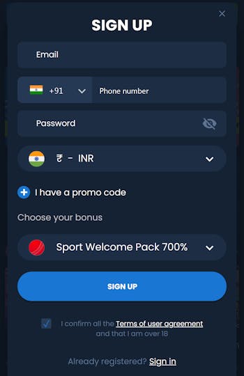 4raBet Registration 1