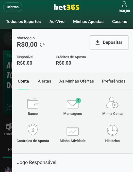 bet365 Brasil - Como fazer um depósito - passo 1