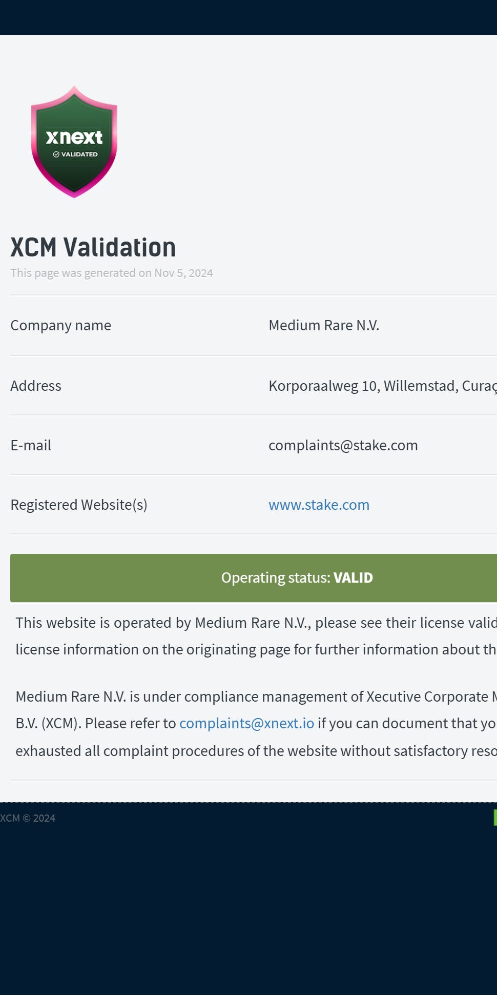 Stake XNEXT Certificate