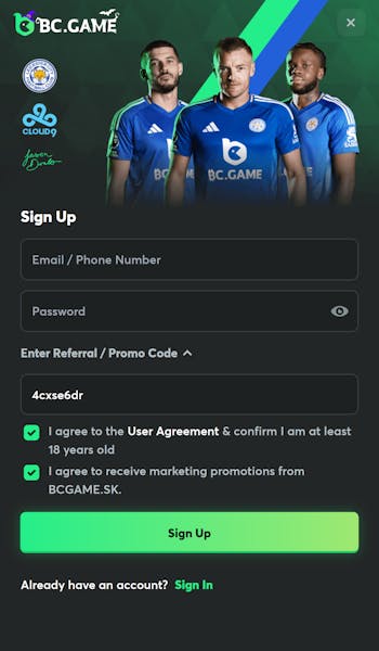 BC.Game registration 2 India