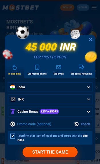 Mostbet registration 1 India