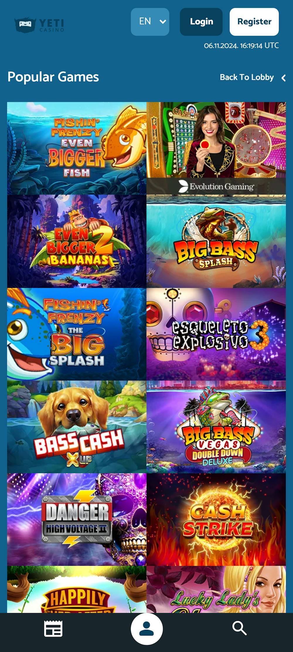 Yeti Casino Popular Games