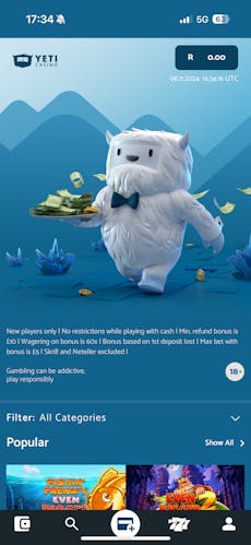 Yeti Casino App iOS 1