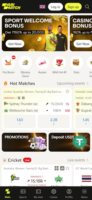 Parimatch India betting site