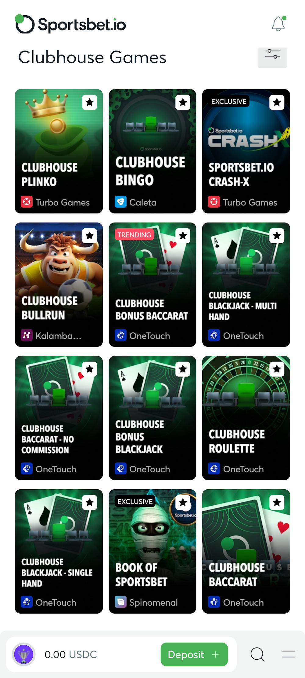 Sportsbet.io Clubhouse Games